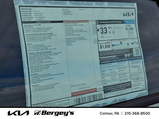 new 2025 Kia K4 car, priced at $24,096