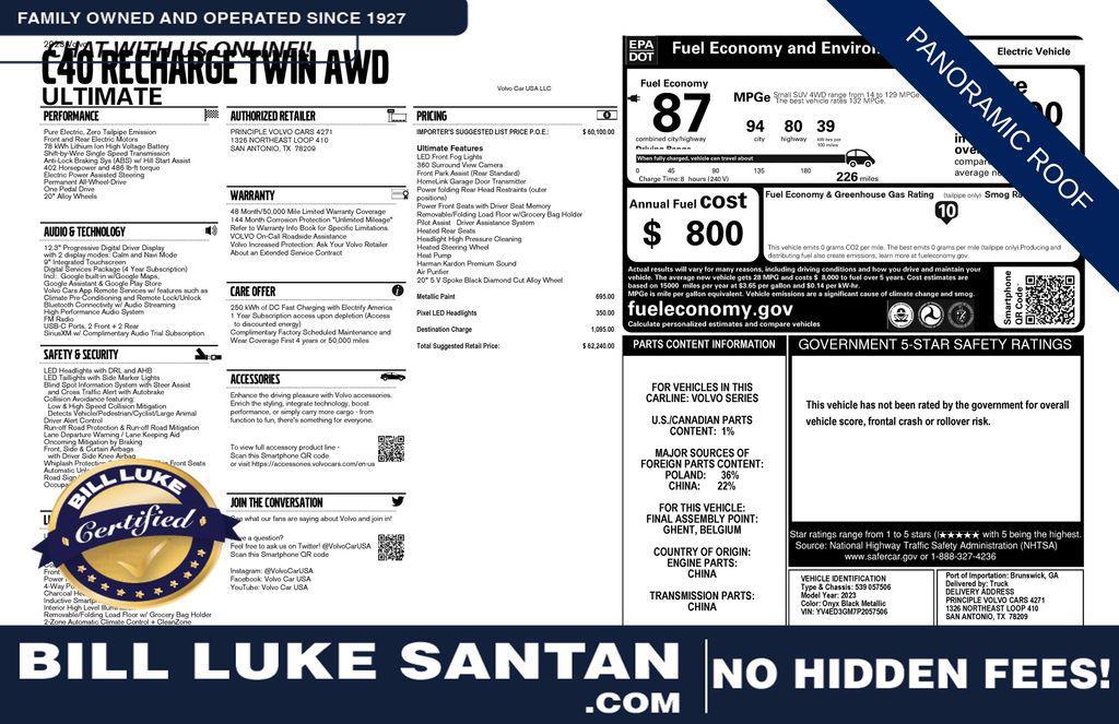 used 2023 Volvo C40 Recharge Pure Electric car, priced at $24,973