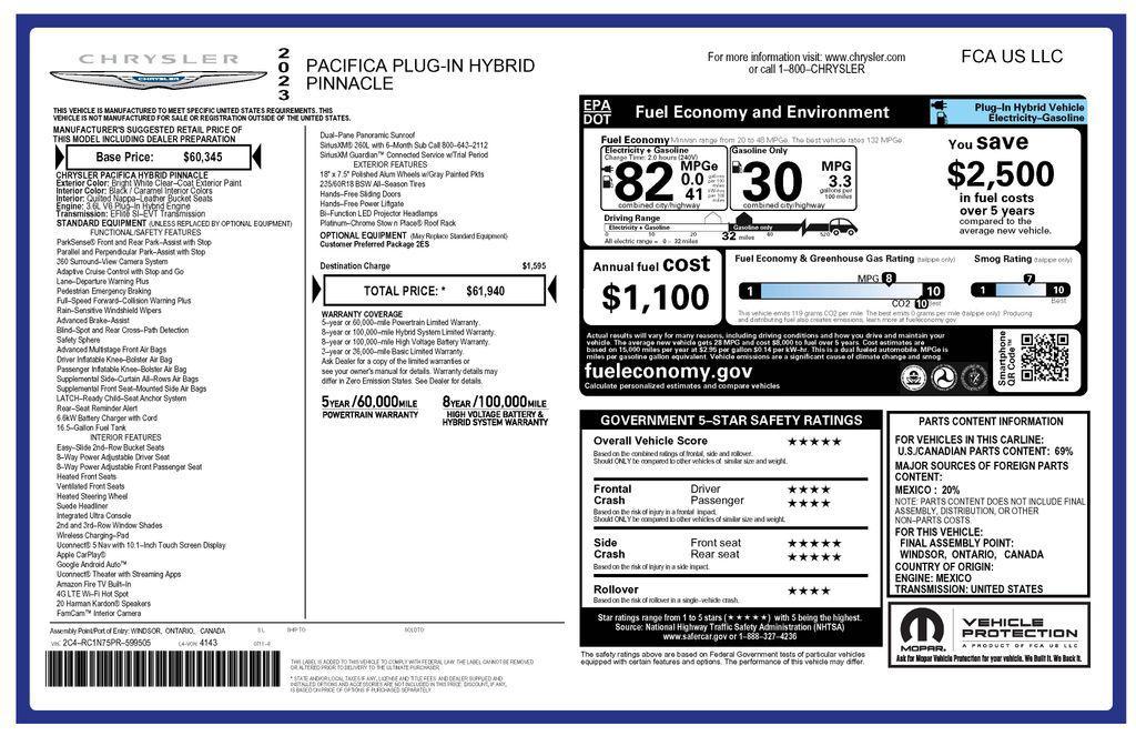 used 2023 Chrysler Pacifica car, priced at $33,975
