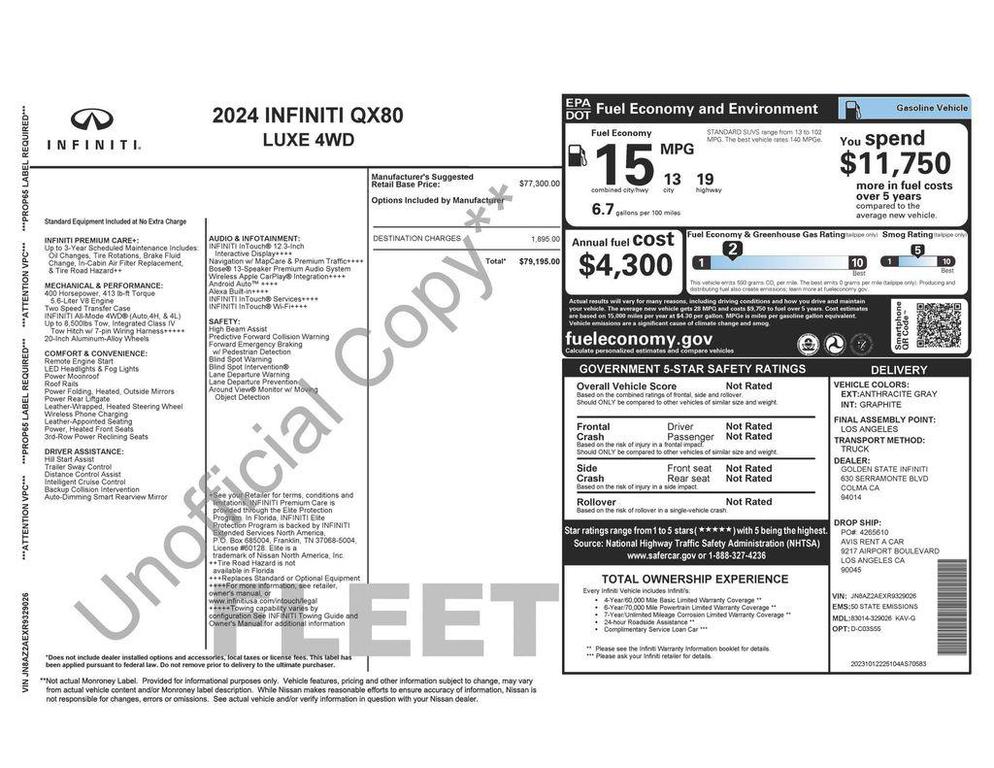 used 2024 INFINITI QX80 car, priced at $39,973