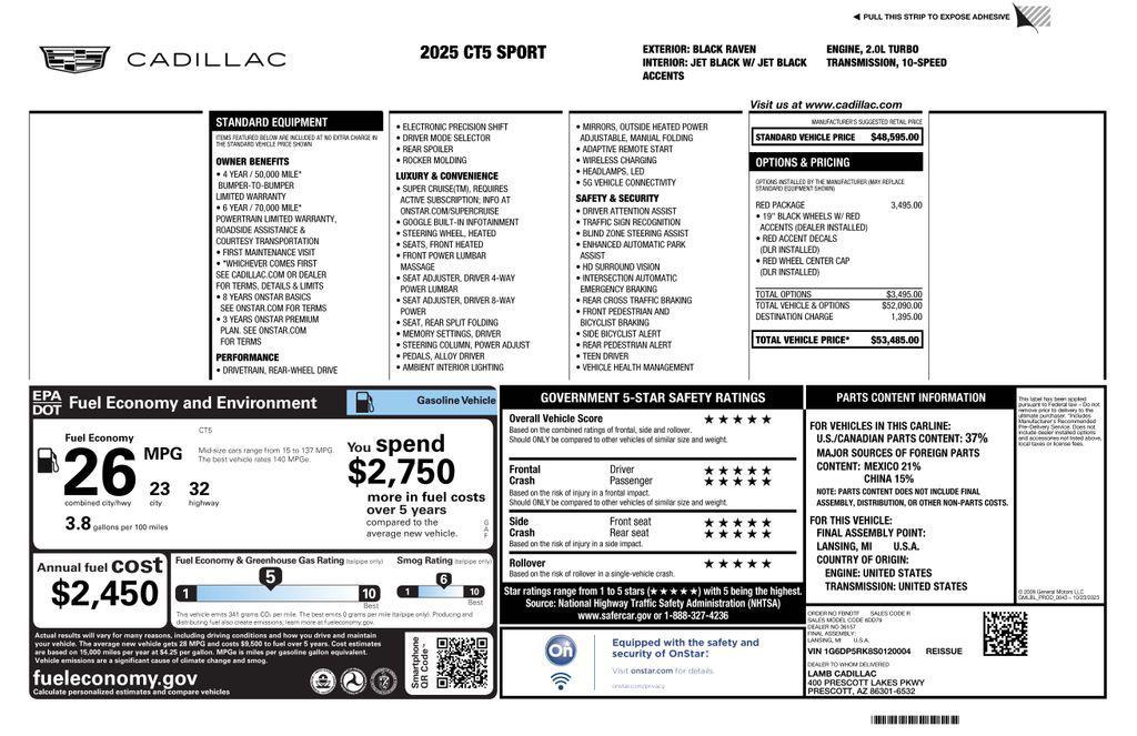 used 2025 Cadillac CT5 car, priced at $44,973