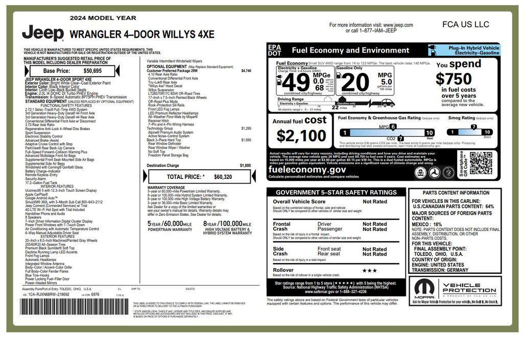 used 2024 Jeep Wrangler 4xe car, priced at $32,373