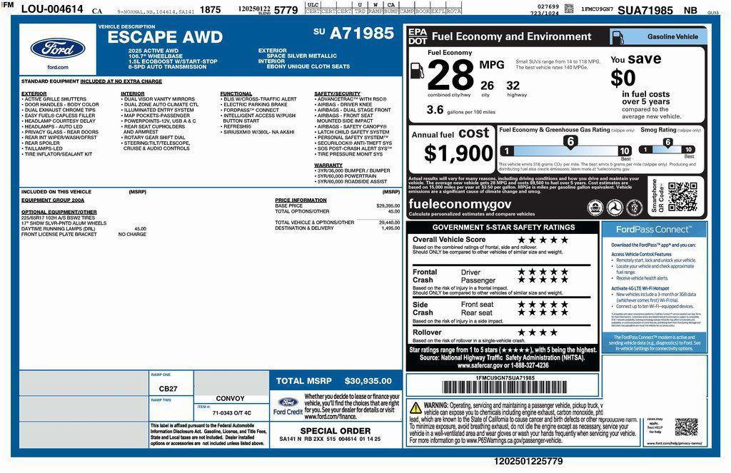 used 2025 Ford Escape car, priced at $19,973