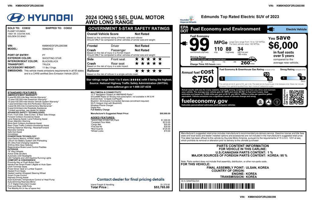 used 2024 Hyundai IONIQ 5 car, priced at $25,973
