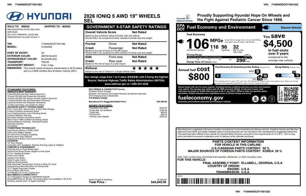 used 2026 Hyundai IONIQ 5 car, priced at $36,343