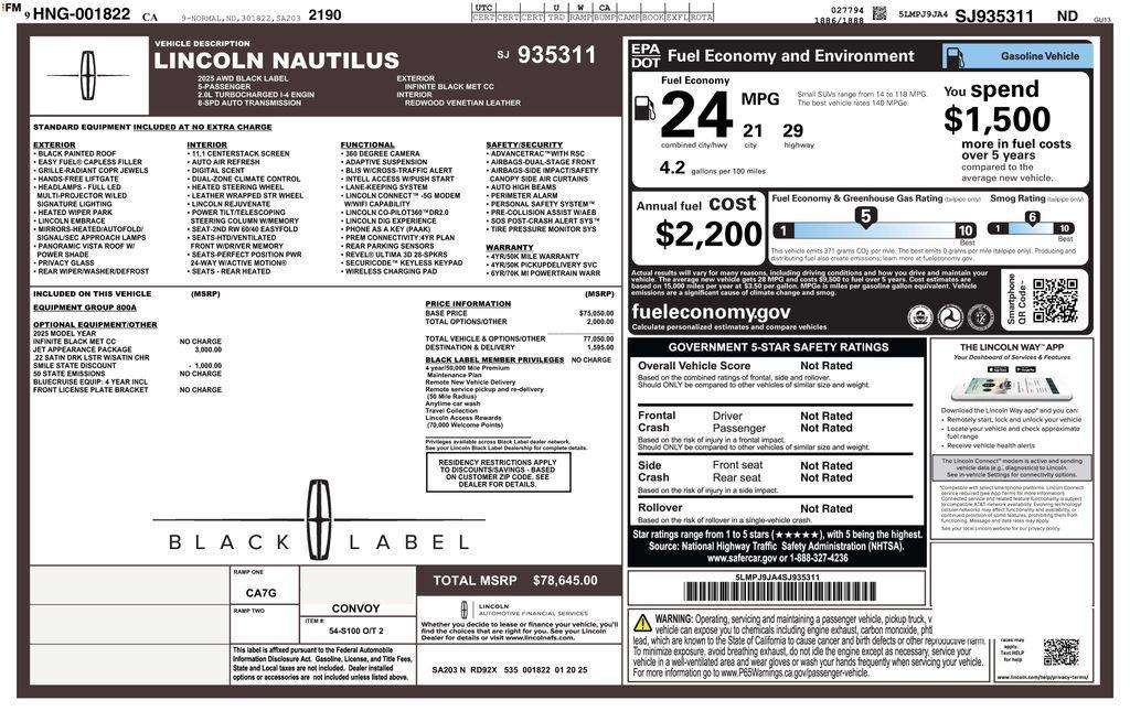 used 2025 Lincoln Nautilus car, priced at $63,573