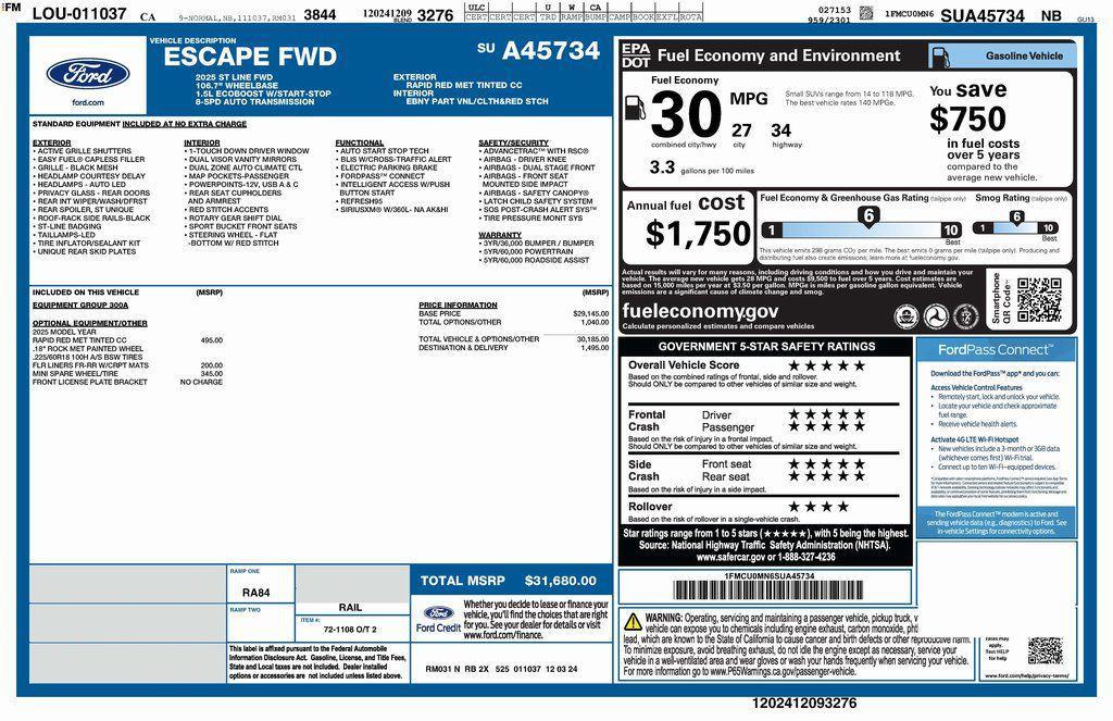used 2025 Ford Escape car, priced at $21,973