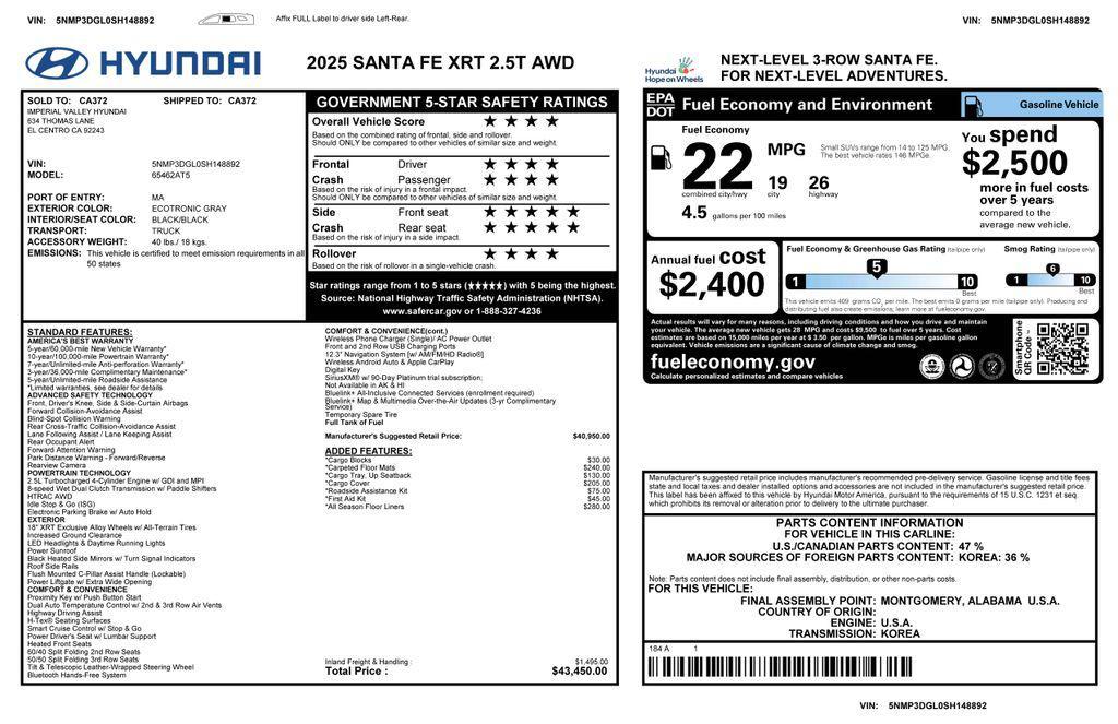 used 2025 Hyundai Santa Fe car, priced at $34,574