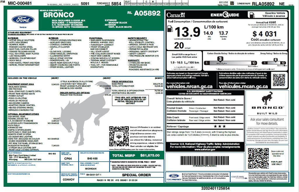 used 2024 Ford Bronco car, priced at $46,373