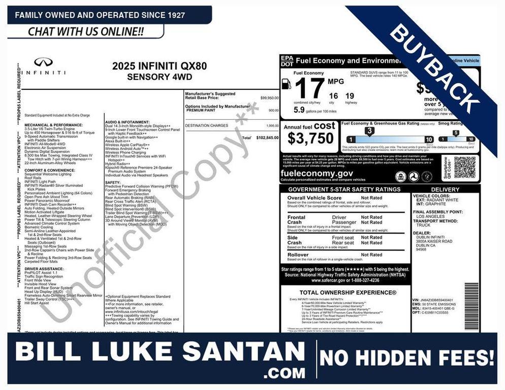 used 2025 INFINITI QX80 car, priced at $66,975