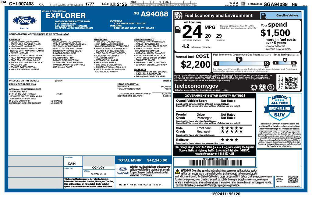 used 2025 Ford Explorer car, priced at $37,373