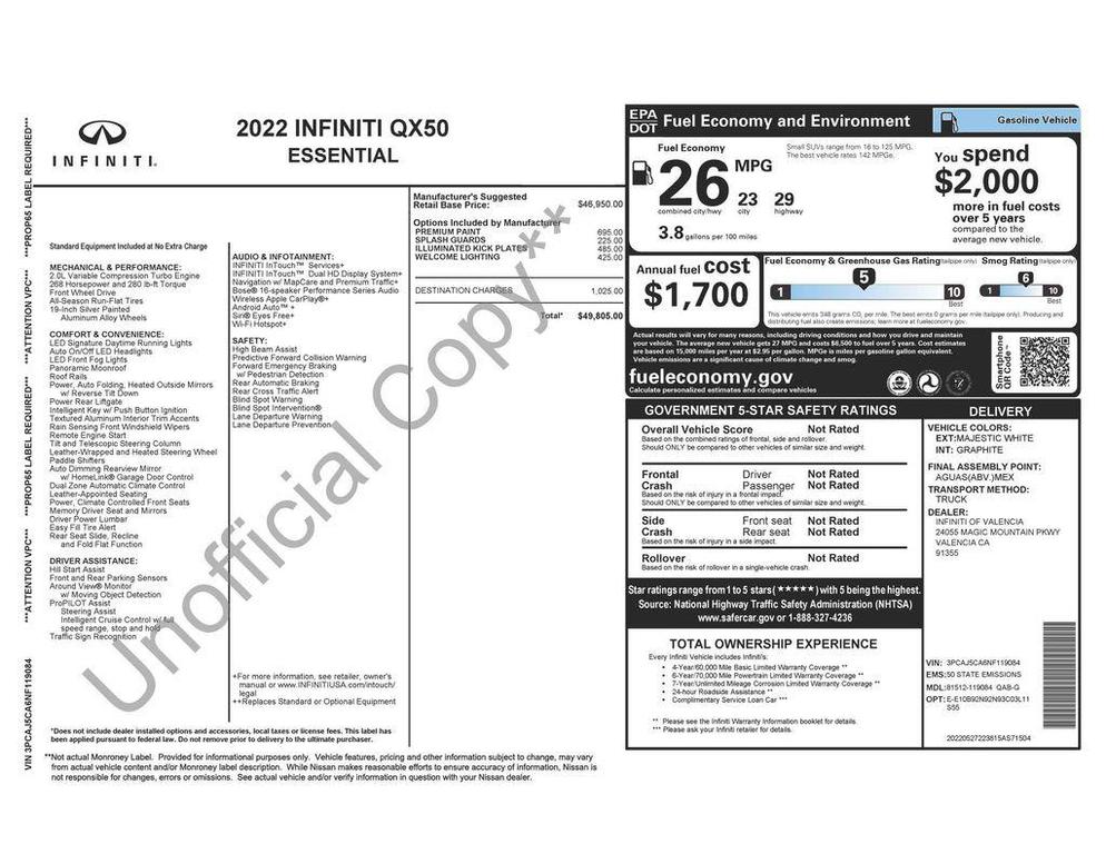 used 2022 INFINITI QX50 car, priced at $27,473