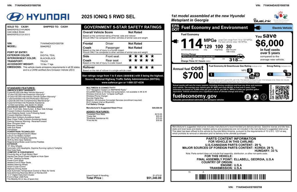 used 2025 Hyundai IONIQ 5 car, priced at $34,373