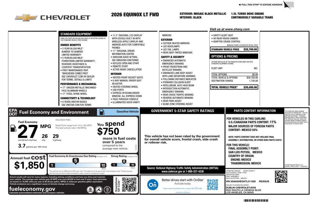 used 2026 Chevrolet Equinox car, priced at $28,073