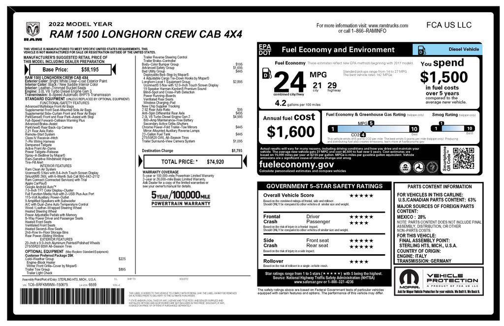 used 2022 Ram 1500 car, priced at $45,973