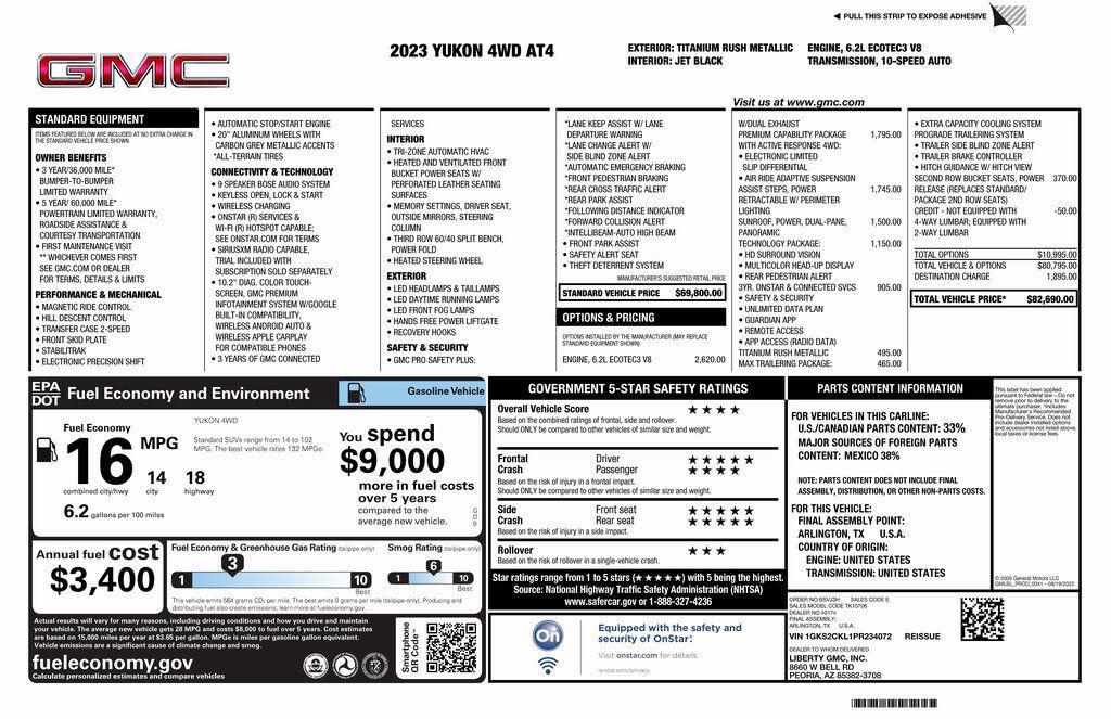 used 2023 GMC Yukon car, priced at $54,373
