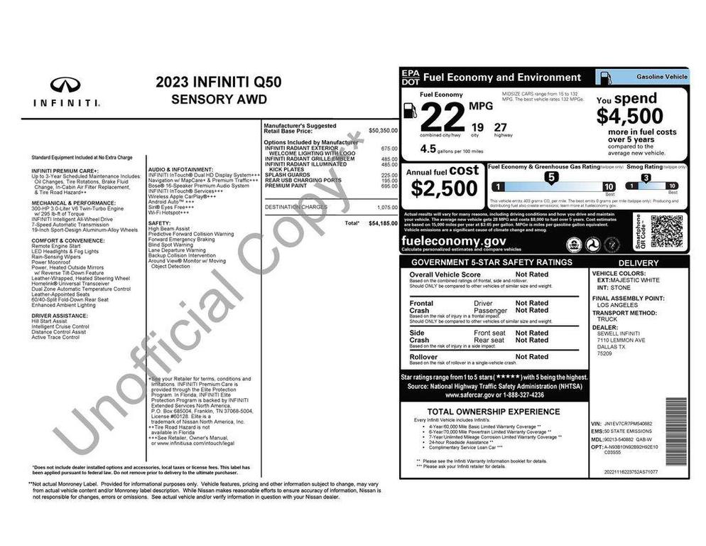 used 2023 INFINITI Q50 car, priced at $32,973