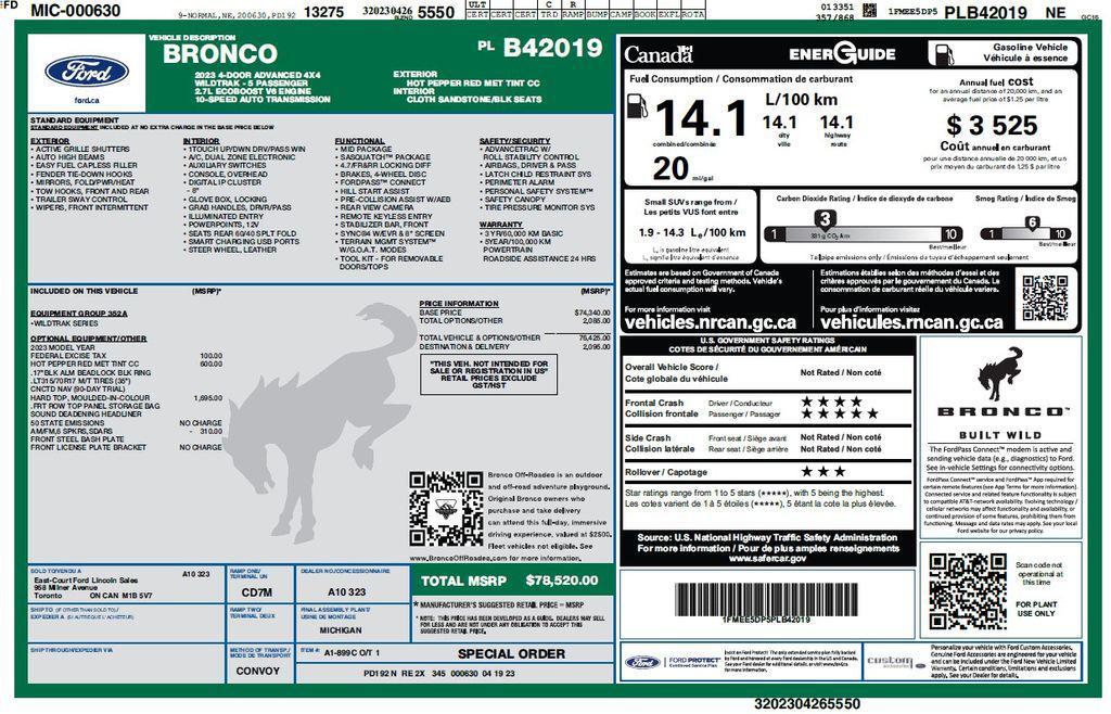 used 2023 Ford Bronco car, priced at $45,773