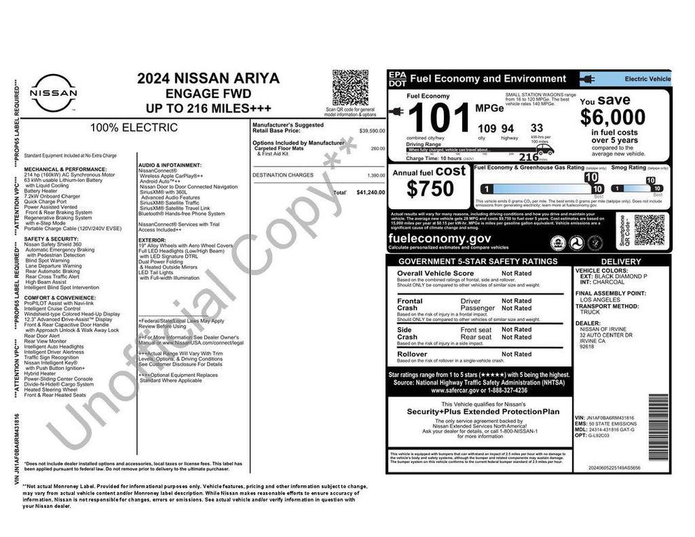 used 2024 Nissan ARIYA car, priced at $19,173