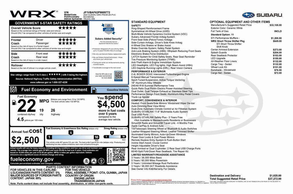 used 2023 Subaru WRX car, priced at $26,573