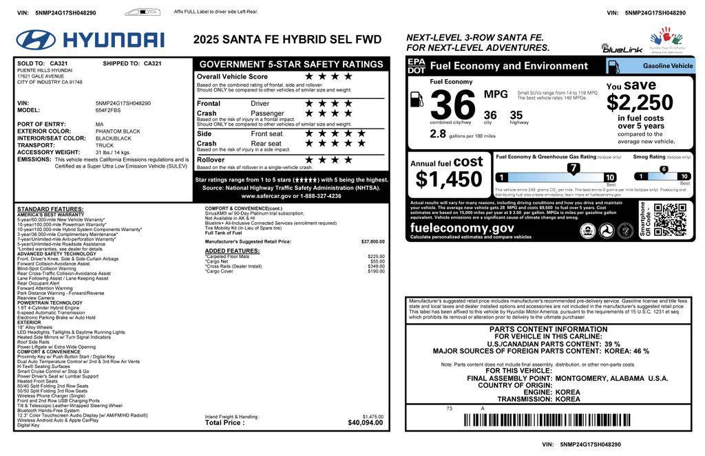 used 2025 Hyundai Santa Fe car, priced at $30,075