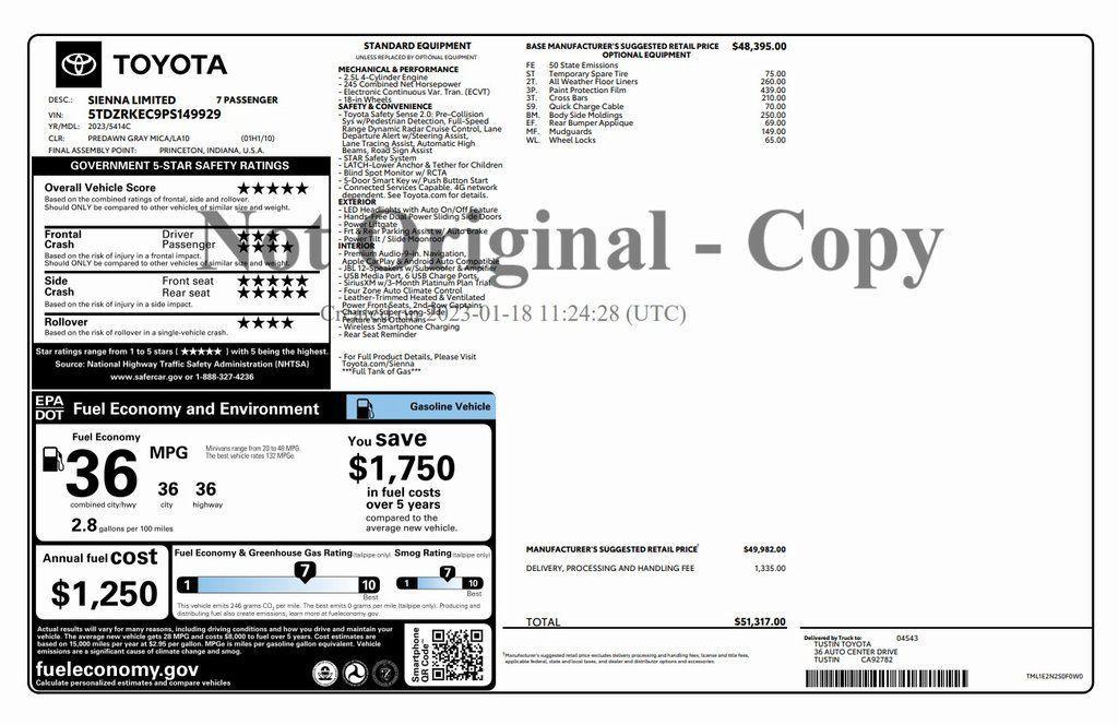 used 2023 Toyota Sienna car, priced at $44,673