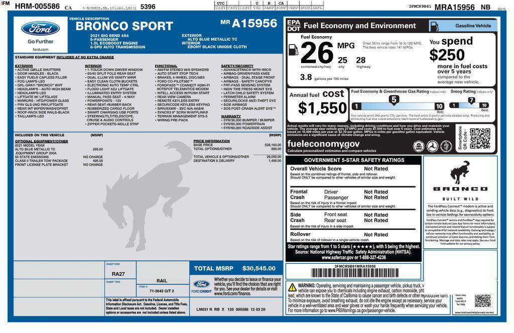 used 2021 Ford Bronco Sport car, priced at $20,873