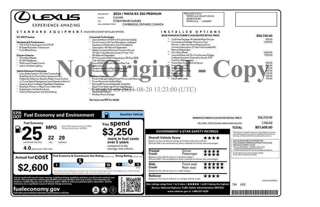 used 2024 Lexus RX 350 car, priced at $48,273