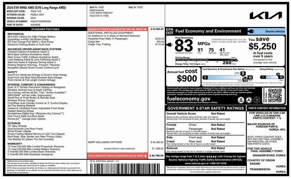 used 2024 Kia EV9 car, priced at $37,973