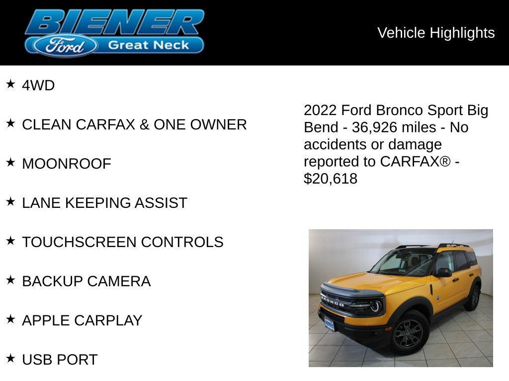 used 2022 Ford Bronco Sport car, priced at $20,618