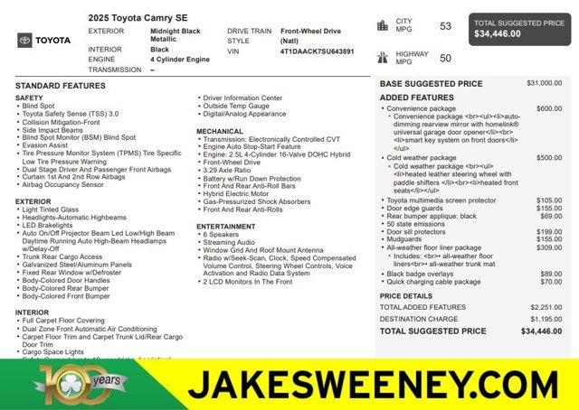 used 2025 Toyota Camry car, priced at $30,988