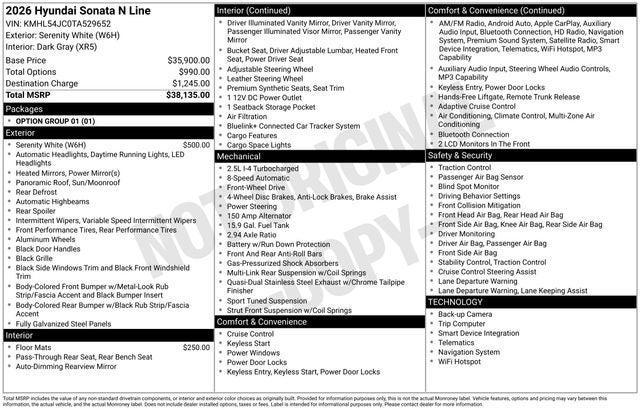 new 2026 Hyundai Sonata car, priced at $34,264