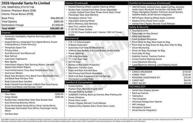 new 2026 Hyundai Santa Fe car, priced at $46,045