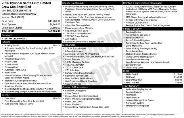 new 2026 Hyundai SANTA CRUZ car, priced at $43,768