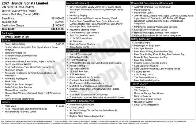 used 2021 Hyundai Sonata car, priced at $20,998