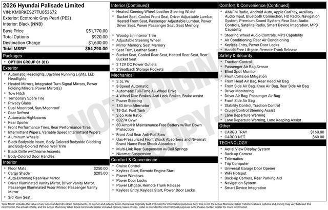 new 2026 Hyundai Palisade car, priced at $52,006