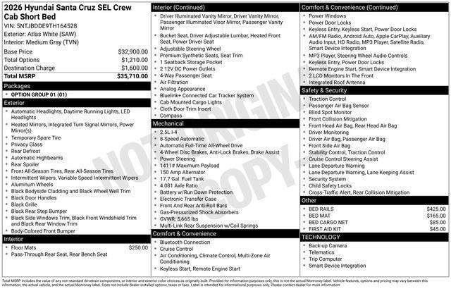 new 2026 Hyundai SANTA CRUZ car, priced at $32,731