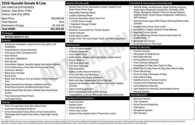new 2026 Hyundai Sonata car, priced at $33,340