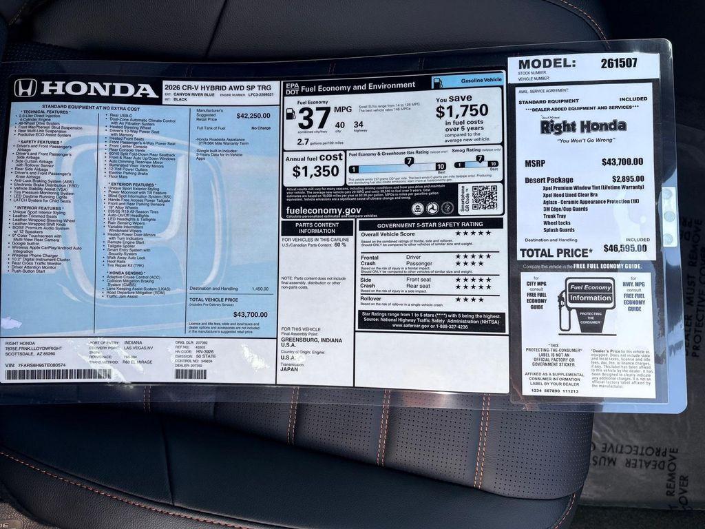 new 2026 Honda CR-V Hybrid car, priced at $41,050