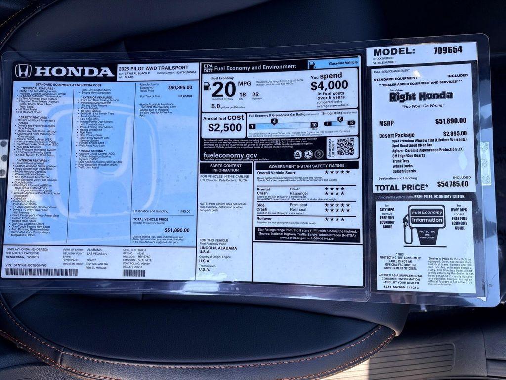 new 2026 Honda Pilot car, priced at $49,238