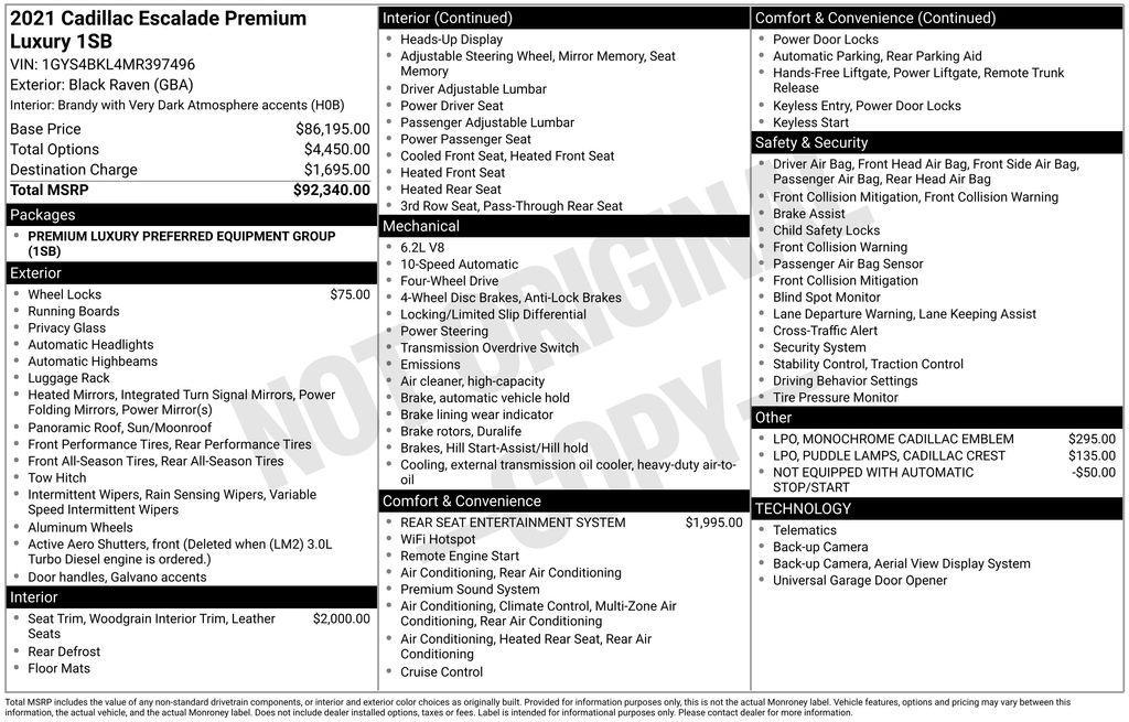 used 2021 Cadillac Escalade car, priced at $56,873