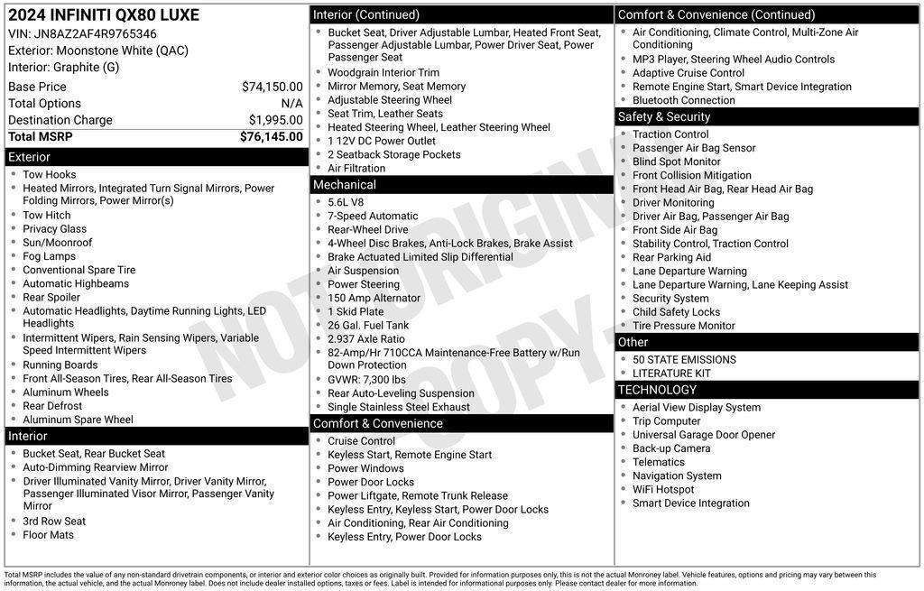 used 2024 INFINITI QX80 car, priced at $37,979