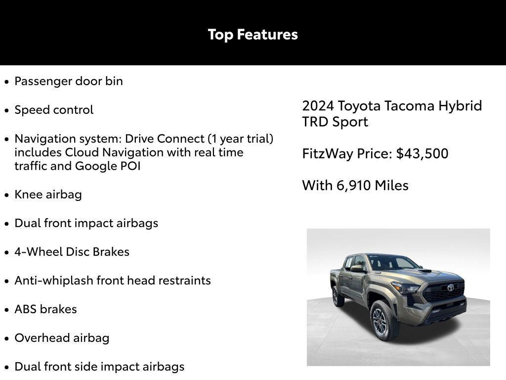 used 2024 Toyota Tacoma Hybrid car, priced at $43,200