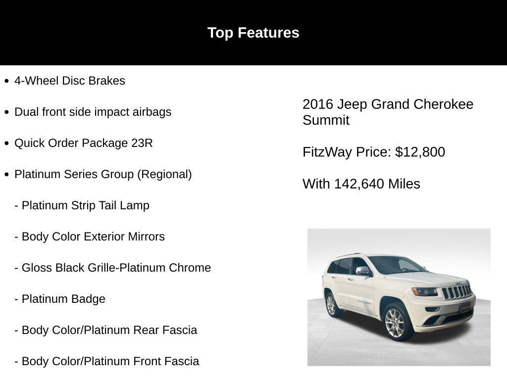 used 2016 Jeep Grand Cherokee car, priced at $12,800