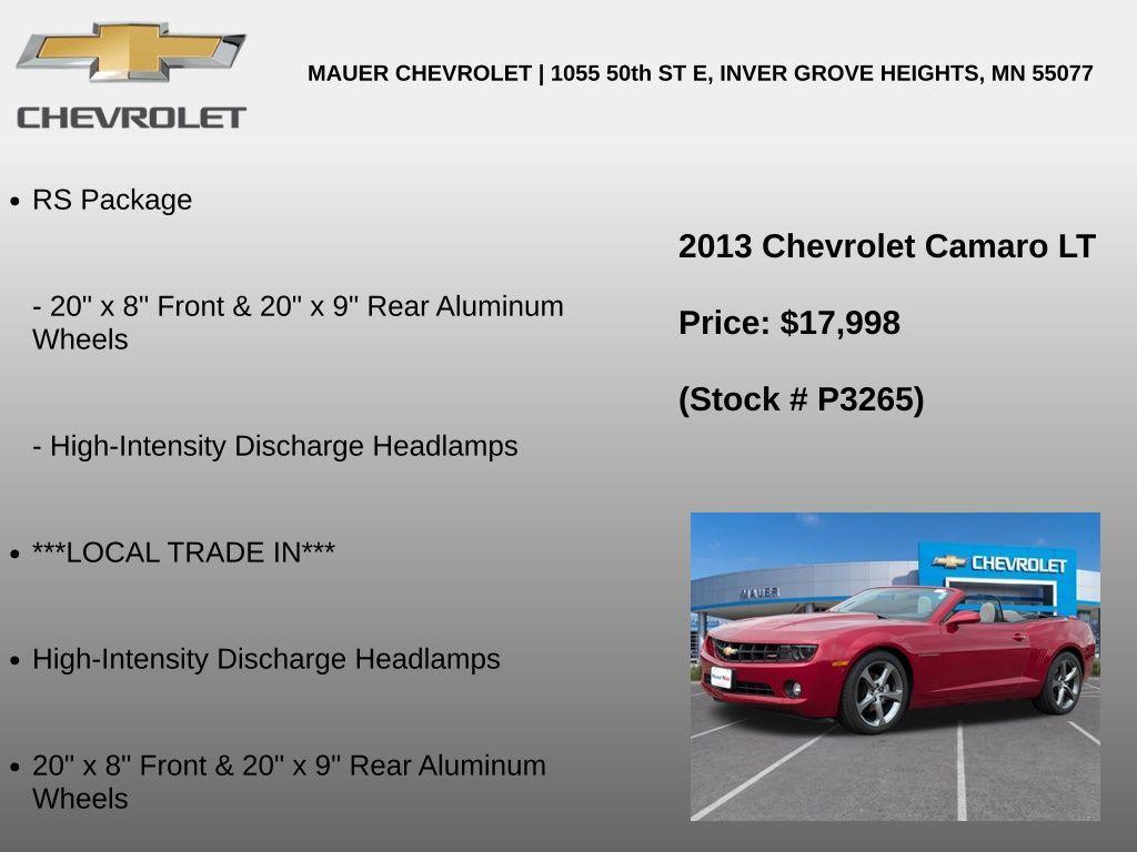 used 2013 Chevrolet Camaro car, priced at $17,889