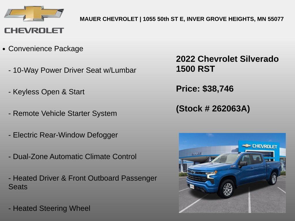 used 2022 Chevrolet Silverado 1500 car, priced at $38,746