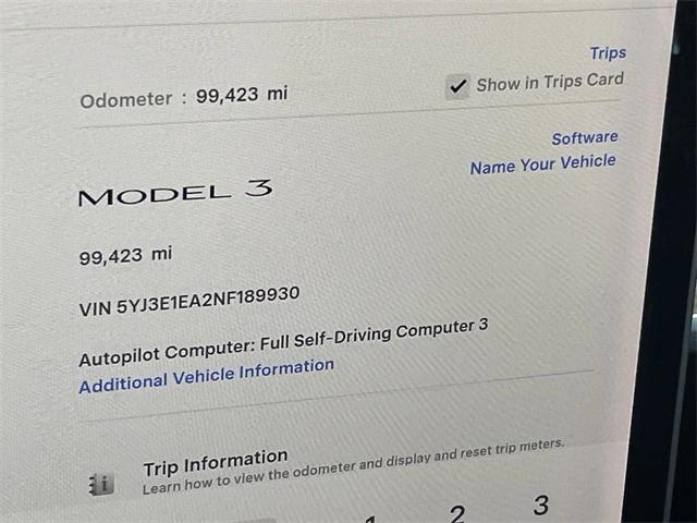 used 2022 Tesla Model 3 car, priced at $19,100