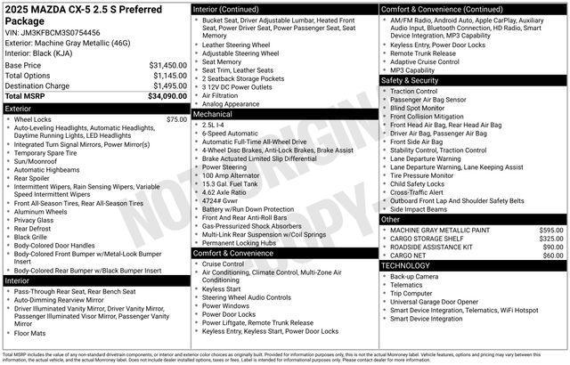 new 2025 Mazda CX-5 car, priced at $31,403
