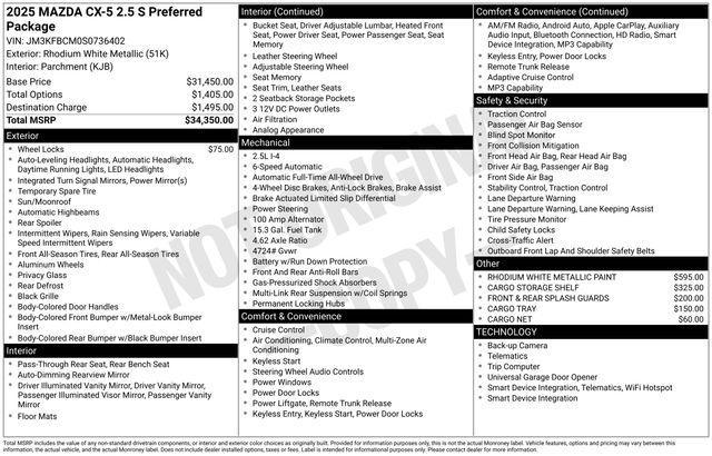 new 2025 Mazda CX-5 car, priced at $31,611