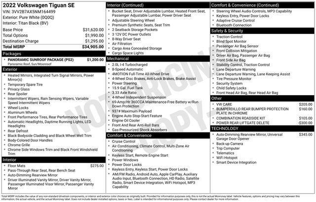 used 2022 Volkswagen Tiguan car, priced at $22,548